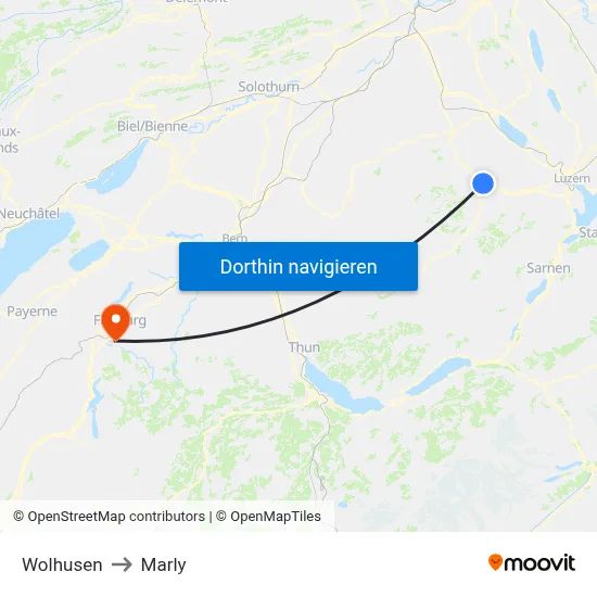 Wolhusen to Marly map