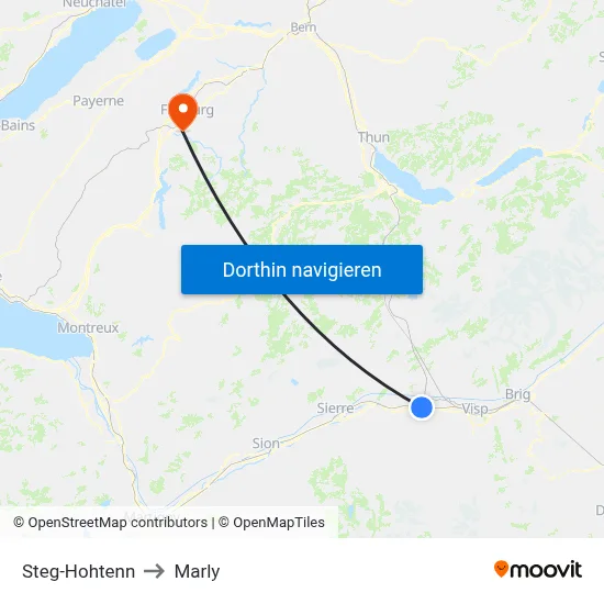 Steg-Hohtenn to Marly map