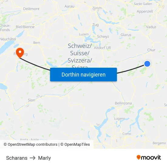 Scharans to Marly map