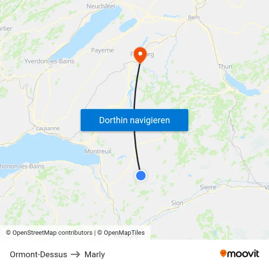 Ormont-Dessus to Marly map