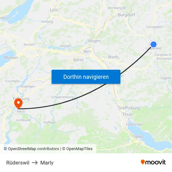 Rüderswil to Marly map