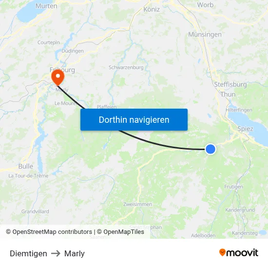 Diemtigen to Marly map