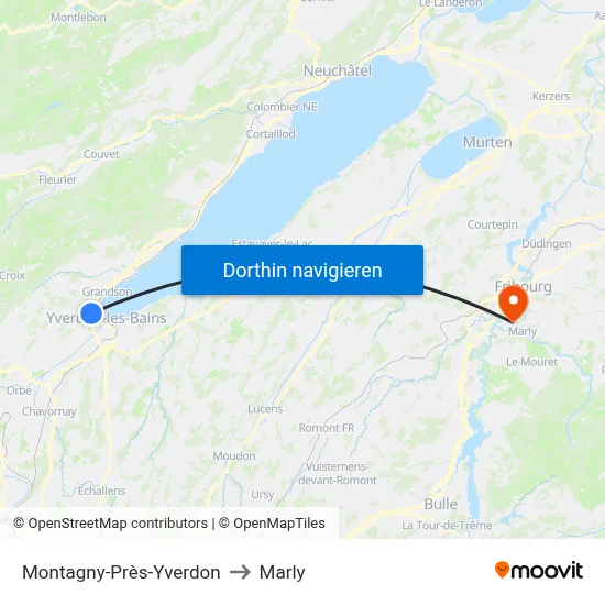 Montagny-Près-Yverdon to Marly map