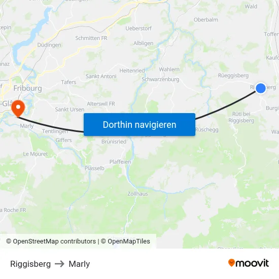Riggisberg to Marly map