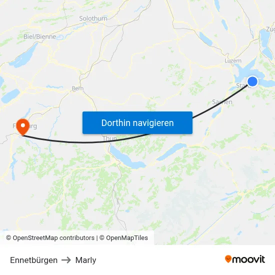 Ennetbürgen to Marly map