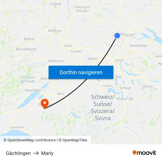 Gächlingen to Marly map