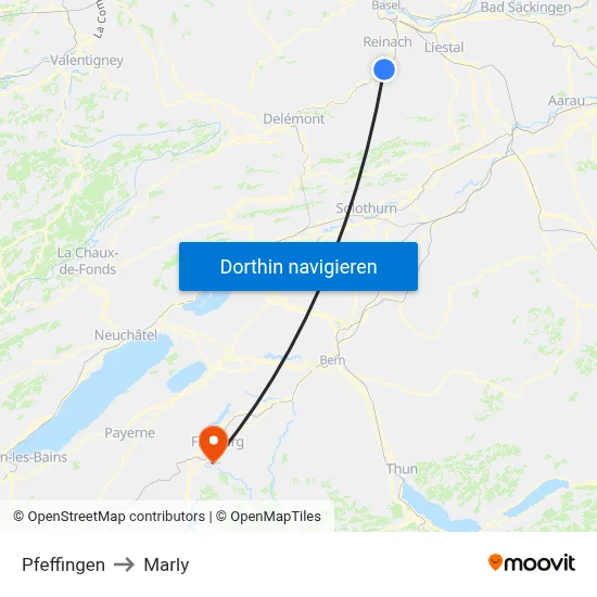 Pfeffingen to Marly map