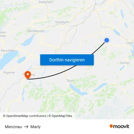 Menznau to Marly map