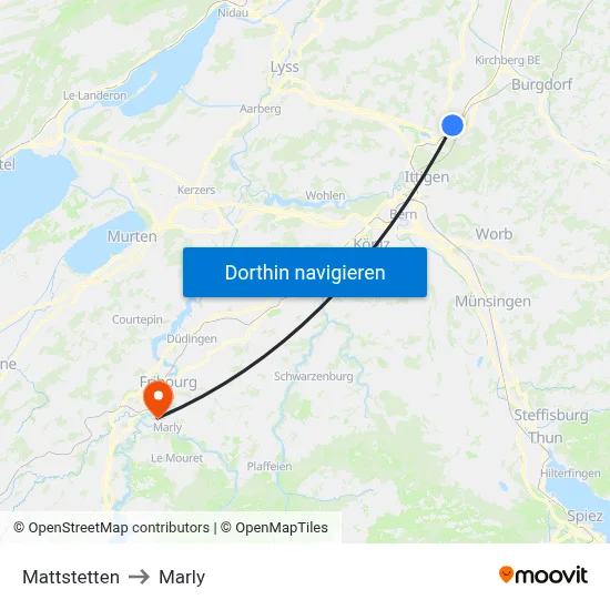 Mattstetten to Marly map