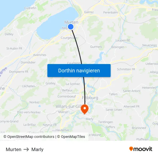 Murten to Marly map