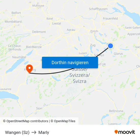 Wangen (Sz) to Marly map