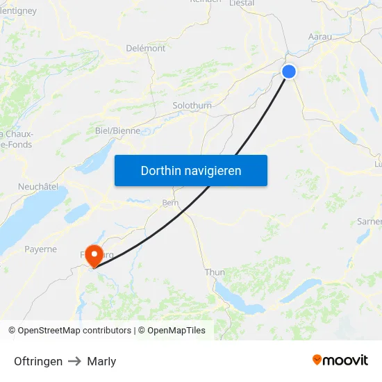 Oftringen to Marly map