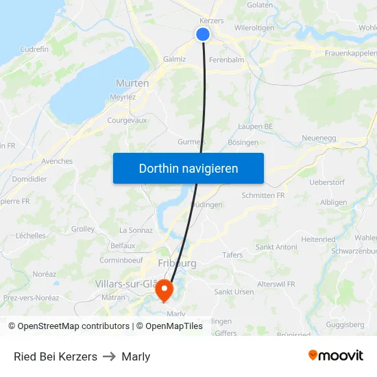 Ried Bei Kerzers to Marly map