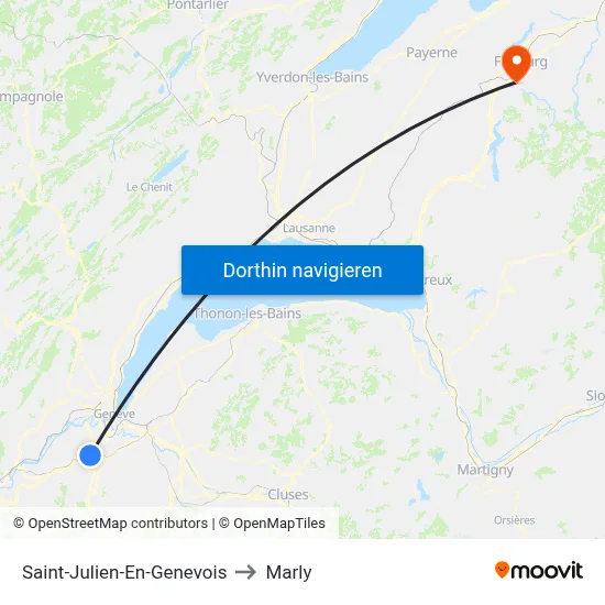 Saint-Julien-En-Genevois to Marly map