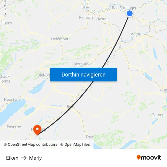 Eiken to Marly map