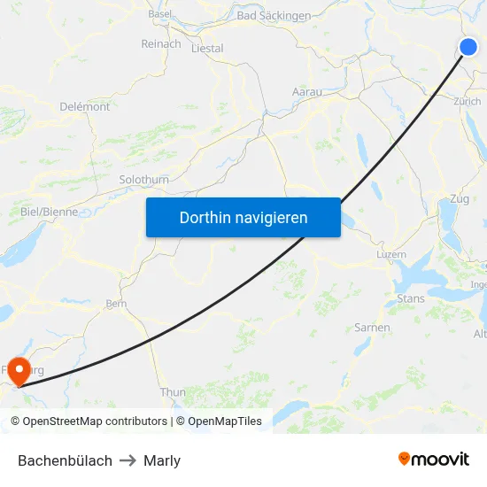 Bachenbülach to Marly map