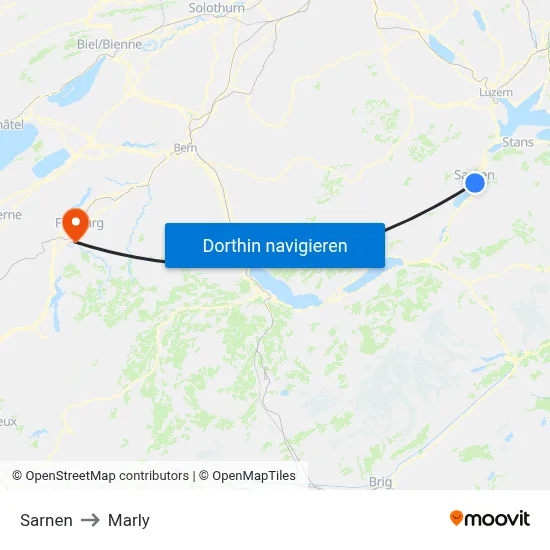 Sarnen to Marly map