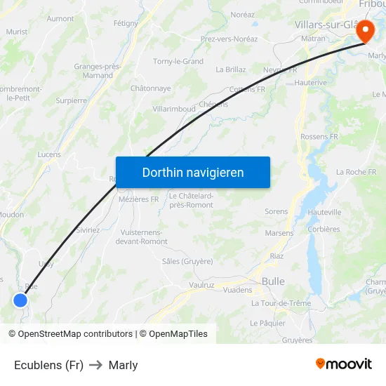 Ecublens (Fr) to Marly map