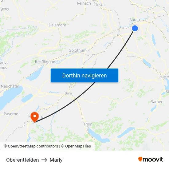Oberentfelden to Marly map