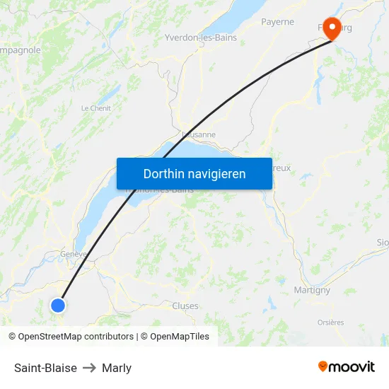 Saint-Blaise to Marly map