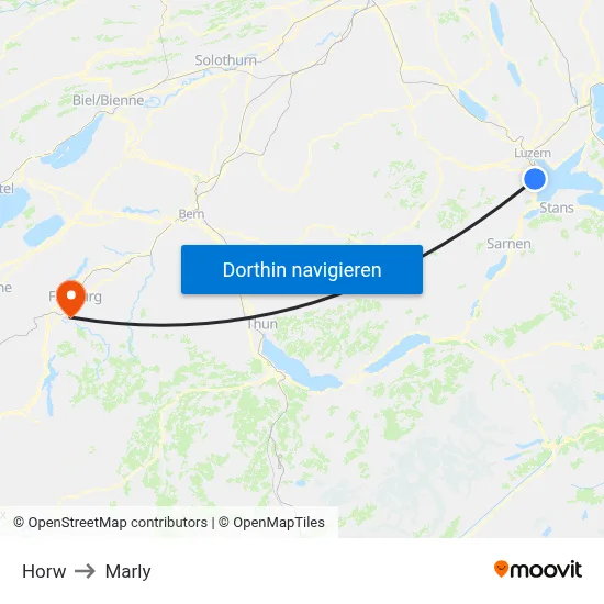 Horw to Marly map
