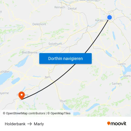 Holderbank to Marly map