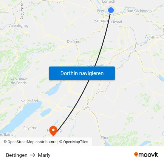 Bettingen to Marly map