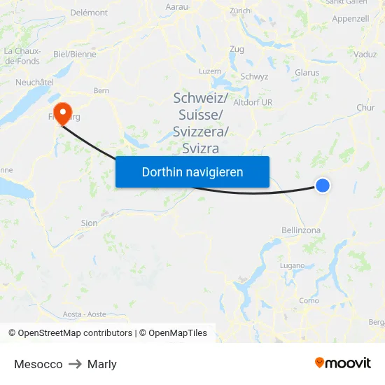 Mesocco to Marly map