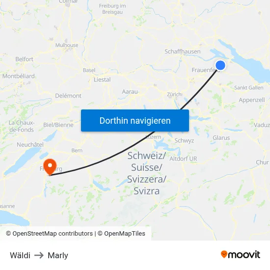 Wäldi to Marly map