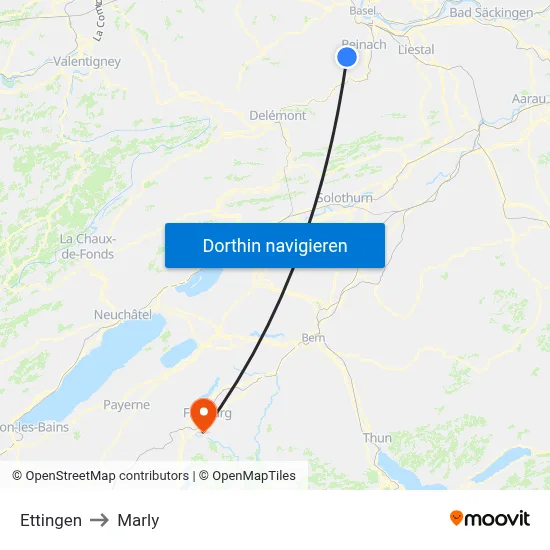 Ettingen to Marly map