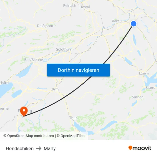 Hendschiken to Marly map