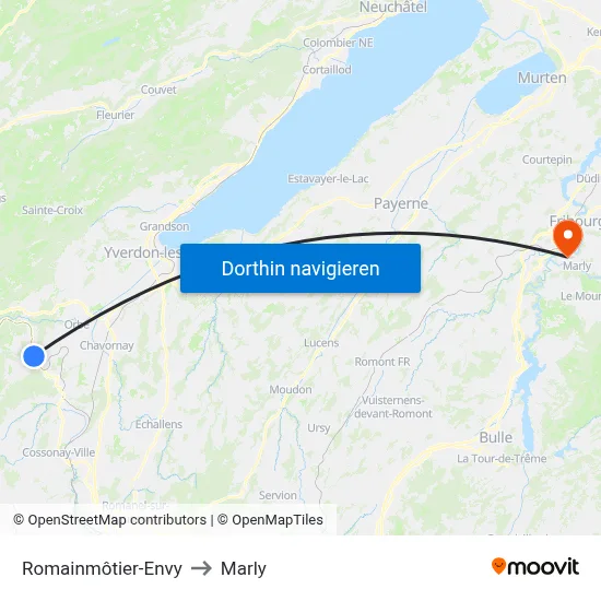 Romainmôtier-Envy to Marly map