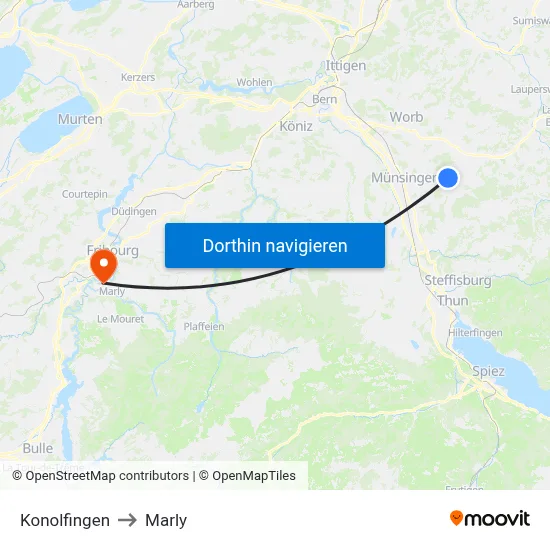 Konolfingen to Marly map