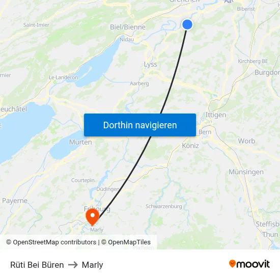 Rüti Bei Büren to Marly map