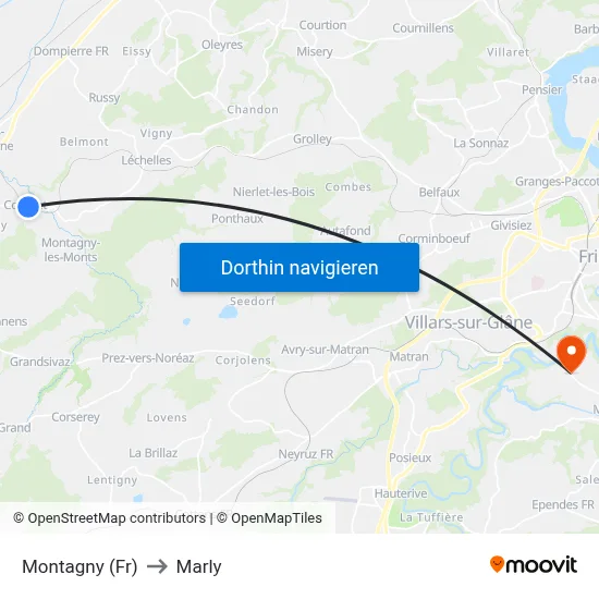 Montagny (Fr) to Marly map