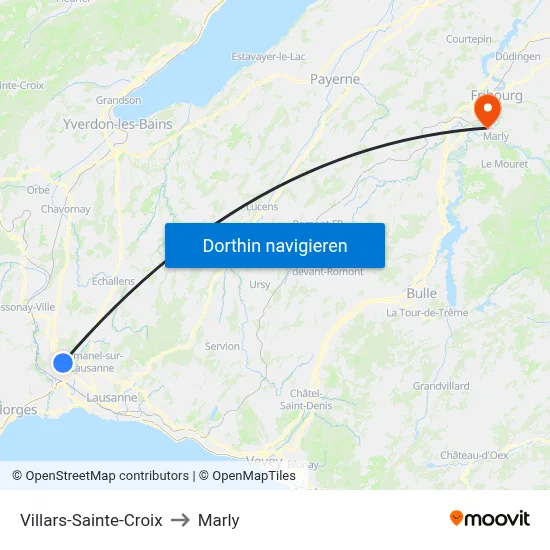 Villars-Sainte-Croix to Marly map