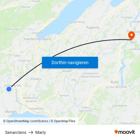 Senarclens to Marly map