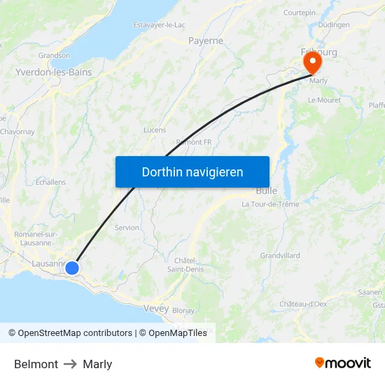 Belmont to Marly map