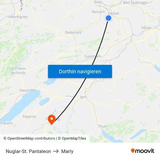 Nuglar-St. Pantaleon to Marly map