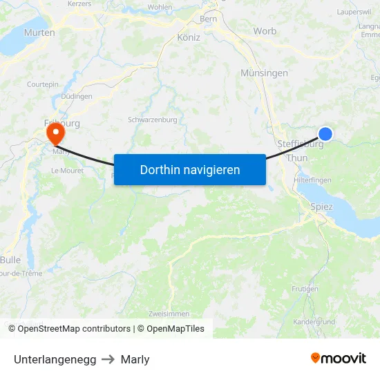 Unterlangenegg to Marly map