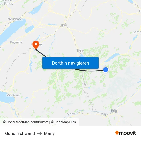 Gündlischwand to Marly map