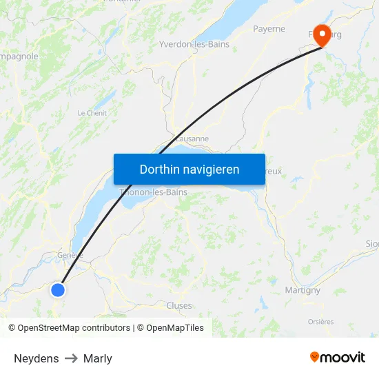 Neydens to Marly map