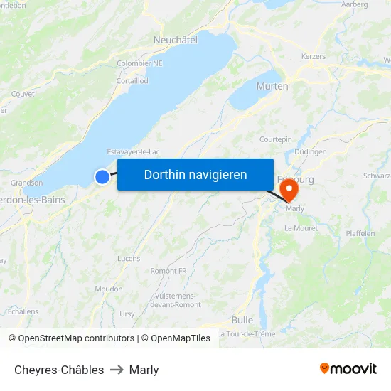 Cheyres-Châbles to Marly map
