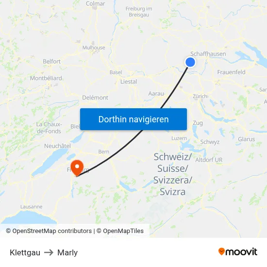 Klettgau to Marly map