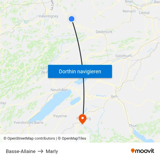 Basse-Allaine to Marly map