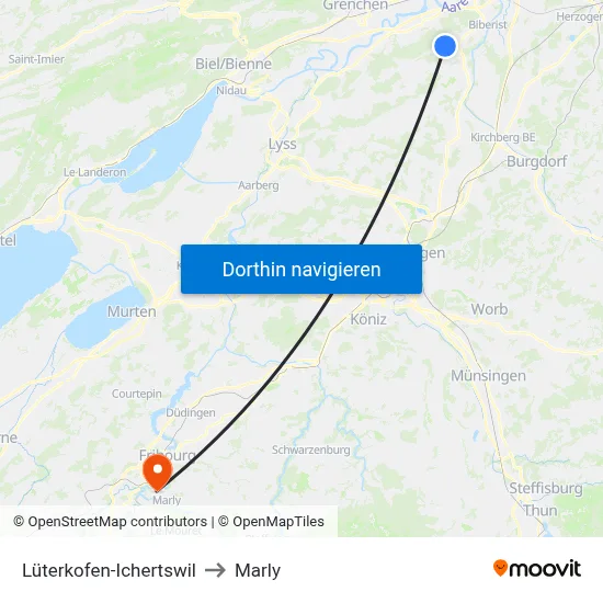 Lüterkofen-Ichertswil to Marly map