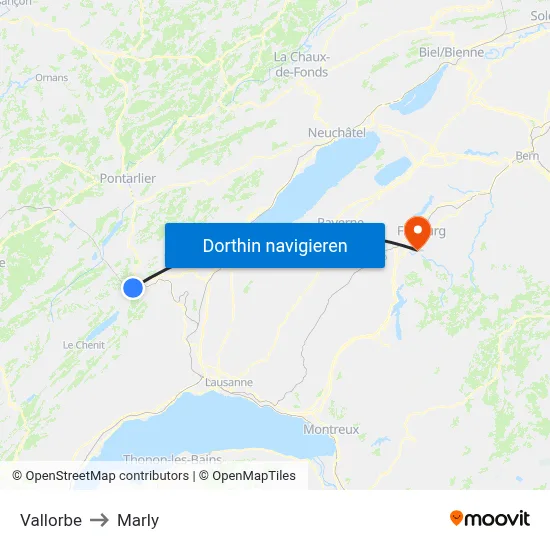 Vallorbe to Marly map