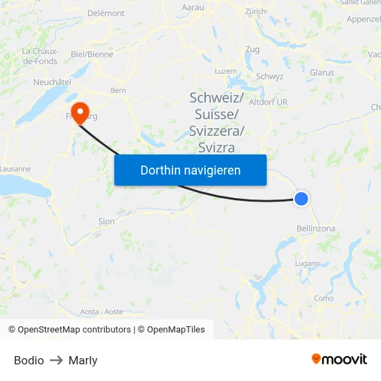 Bodio to Marly map