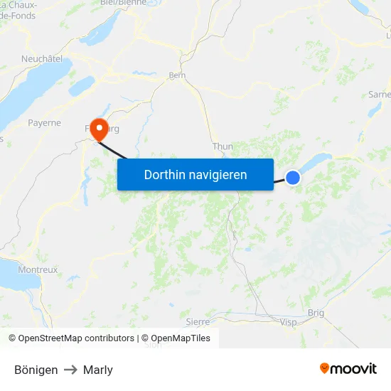 Bönigen to Marly map