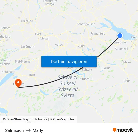 Salmsach to Marly map